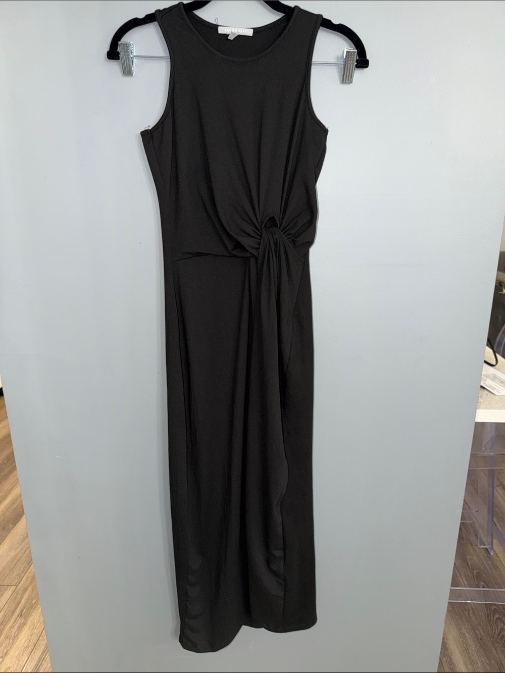 Lemon Tart XS Twist Front black knit  Midi Dress Sz XS.